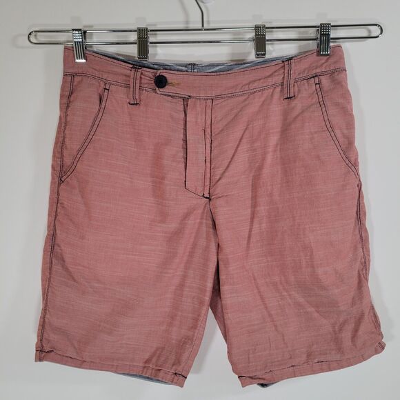 HOWE Reversible Grey Stripe / Red Bermuda Shorts Size 32 Inseam 9" Cotton Medium - Picture 1 of 10